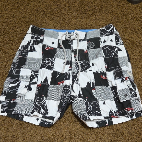 J. Crew Other - J. Crew | Black and White Patchwork Board Shorts | 34